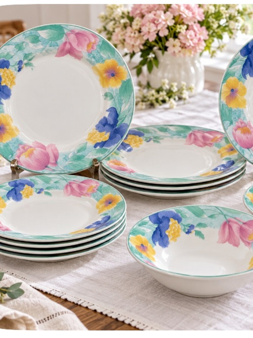 Sango Floral Dinnerware Set - Pink, Blue & Yellow